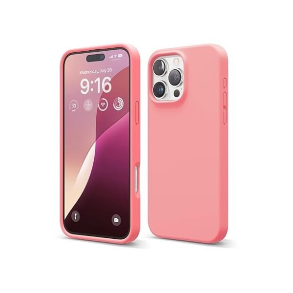 iPhone 16 Pro Max Case, Premium Liquid Silicone Case, Shockproof (Silicone, Pink)