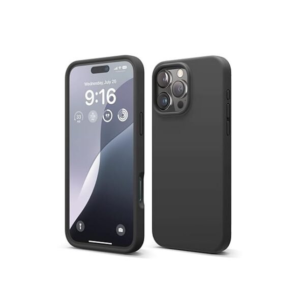 iPhone 16 Pro Max Case, Premium Liquid Silicone Case, Shockproof (Silicone, Black)