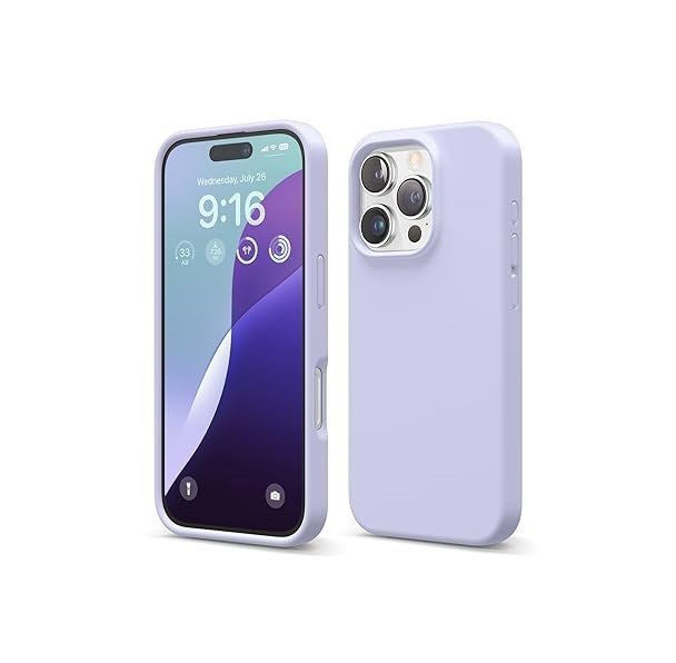 iPhone 16 Pro Case, Premium Liquid Silicone Case, Full Body Protective Cover, Shockproof (Silicone Purple)