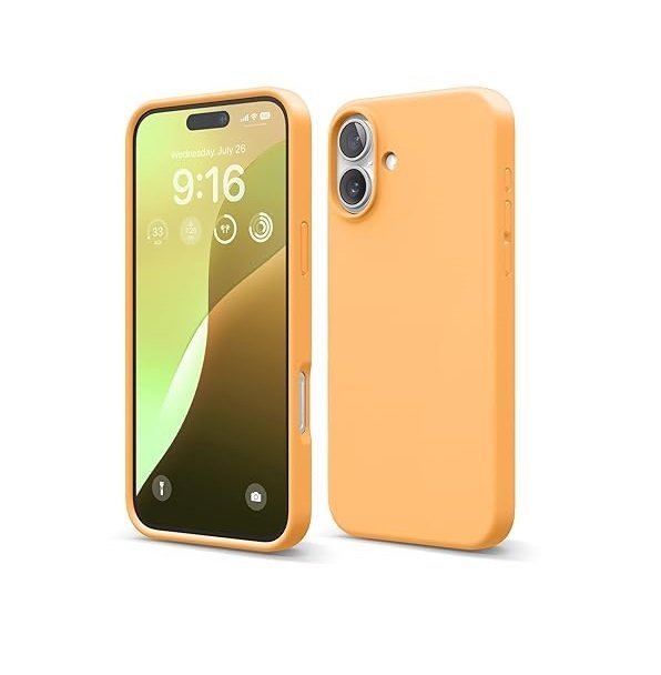 iPhone 16 Plus Case, Premium Liquid Silicone Case, Full Body Protective Cover, Shockproof (Silicone Orange)
