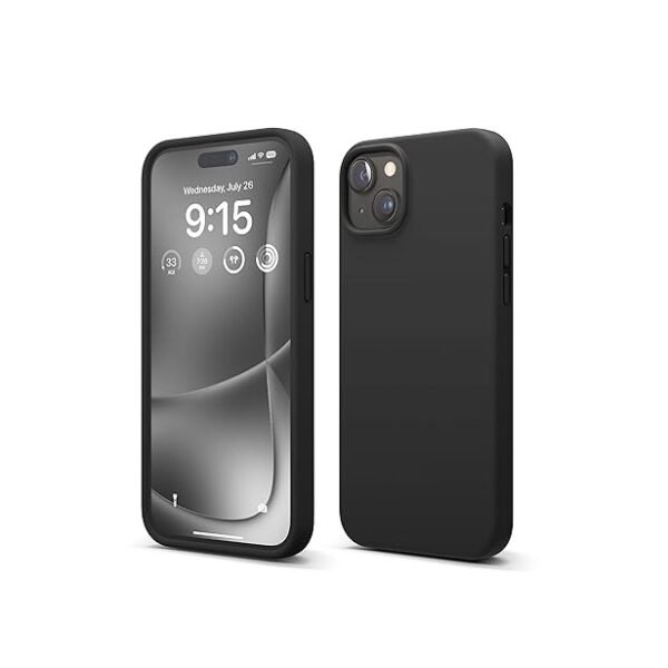 iPhone 15 Plus Case, Liquid Silicone Case, Full Body Protective Cover, Shockproof (Silicone Black)