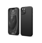 iPhone 13, Full Body Screen Camera Protective Cover, Shockproof Liquid Silicone Slim Phone Case (Silicone Black)