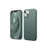 iPhone 13, Full Body Screen Camera Protective Cover, Shockproof Liquid Silicone Slim Phone Case (Silicone Midnight Green)