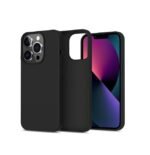 Silicone Bumper Case for iPhone 14 Pro (Black) | Camera Lens (Silver) | Matte Finish Back Membrane screen Guard (Pack Of 3) Combo