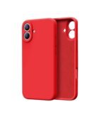 Silicone Bumper Case for iPhone 16 (Red) | Camera Lens (Black) | Matte Finish Back Membrane screen Guard (Pack Of 3) Combo