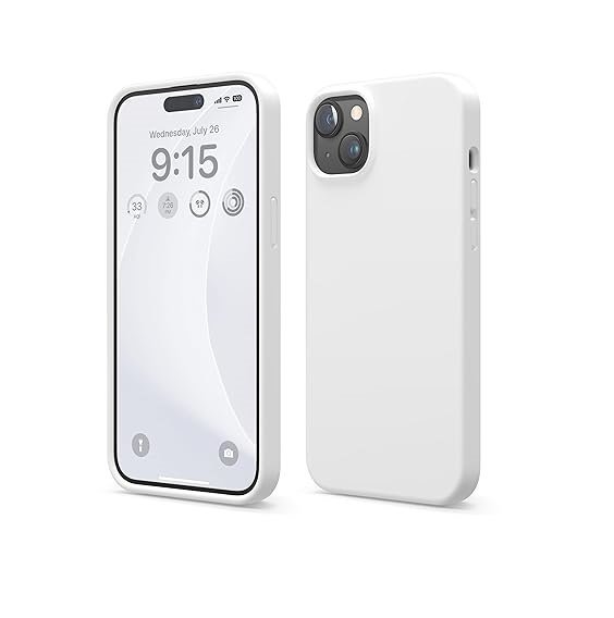 iPhone 15 Plus Case, Liquid Silicone Case, Full Body Protective Cover, Shockproof (Silicone White)