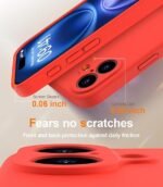 Silicone Bumper Case for iPhone 16 (Red) | Camera Lens (Black) | Matte Finish Back Membrane screen Guard (Pack Of 3) Combo