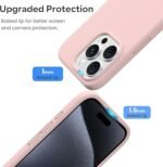 Silicone Bumper Case for iPhone 15 Pro (Pink) | Camera Lens (Black) | Matte Finish Back Membrane screen Guard (Pack Of 3) Combo