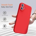 Silicone Bumper Case for iPhone 16 (Red) | Camera Lens (Black) | Matte Finish Back Membrane screen Guard (Pack Of 3) Combo