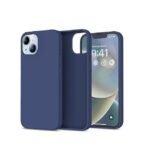 Silicone Bumper Case for iPhone 14 Plus (Blue) | Camera Lens (Black) | Matte Finish Back Membrane screen Guard (Pack Of 3) Combo