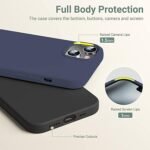 Silicone Bumper Case for iPhone 14 Plus (Blue) | Camera Lens (Black) | Matte Finish Back Membrane screen Guard (Pack Of 3) Combo