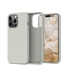 Silicone Bumper Case for iPhone 14 Pro Max (Grey) | Camera Lens (Black) | Matte Finish Back Membrane screen Guard (Pack Of 3) Combo
