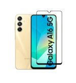 Tempered Glass Screen Protector Compatible for Samsung Galaxy A16 5G | Camera Lens (Black) | Back Membrane (Pack Of 3) Combo