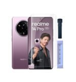 UV Tempered Glass Design for Realme 14 Pro 5G | Camera Lens (Black) | Back Membrane (Pack Of 3) Combo