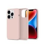 Silicone Bumper Case for iPhone 14 Pro (Pink) | Camera Lens (Silver) | Matte Finish Back Membrane screen Guard (Pack Of 3) Combo