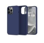 Silicone Bumper Case for iPhone 14 Pro Max (Blue) | Camera Lens (Black) | Matte Finish Back Membrane screen Guard (Pack Of 3) Combo