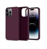 Silicone Bumper Case for iPhone 14 Pro (Wine Red) | Camera Lens (Silver) | Matte Finish Back Membrane screen Guard (Pack Of 3) Combo