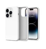 Silicone Bumper Case for iPhone 14 Pro (White) | Camera Lens (Silver) | Matte Finish Back Membrane screen Guard (Pack Of 3) Combo