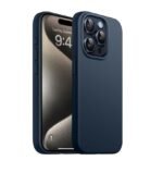 Silicone Bumper Case for iPhone 15 Pro (Blue) | Camera Lens (Black) | Matte Finish Back Membrane screen Guard (Pack Of 3) Combo