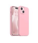 Silicone Bumper Case for iPhone 15 Plus (Pink) | Camera Lens (Black) | Matte Finish Back Membrane screen Guard (Pack Of 3) Combo