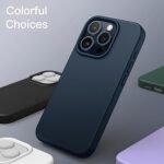 Silicone Bumper Case for iPhone 15 Pro Max (Blue) | Camera Lens (Black) | Matte Finish Back Membrane screen Guard (Pack Of 3) Combo