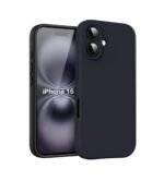 Silicone Bumper Case for iPhone 16 (Black) | Camera Lens (Black) | Matte Finish Back Membrane screen Guard (Pack Of 3) Combo