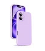 Silicone Bumper Case for iPhone 16 (Purple) | Camera Lens (Black) | Matte Finish Back Membrane screen Guard (Pack Of 3) Combo