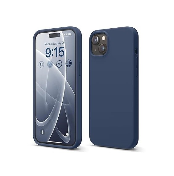 iPhone 15 Plus Case, Liquid Silicone Case, Full Body Protective Cover, Shockproof (Silicone Blue)