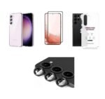 Accessories Combo For Samsung Galaxy S23 Plus Temapred Glass Back Memrain Original Silicon Case With Camera Rings