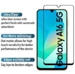 Tempered Glass Screen Protector Compatible for Samsung Galaxy A16 5G | Camera Lens (Black) | Back Membrane (Pack Of 3) Combo