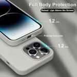 Silicone Bumper Case for iPhone 14 Pro Max (Grey) | Camera Lens (Black) | Matte Finish Back Membrane screen Guard (Pack Of 3) Combo