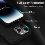 Silicone Bumper Case for iPhone 14 Pro Max (Black) | Camera Lens (Black) | Matte Finish Back Membrane screen Guard (Pack Of 3) Combo