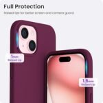 Silicone Bumper Case for iPhone 15 (Wine Red) | Camera Lens (Black) | Matte Finish Back Membrane screen Guard (Pack Of 3) Combo