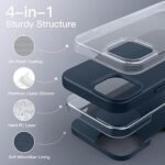 Silicone Bumper Case for iPhone 15 (Blue) | Camera Lens (Black) | Matte Finish Back Membrane screen Guard (Pack Of 3) Combo