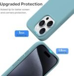 Silicone Bumper Case for iPhone 15 Pro (Pine Green) | Camera Lens (Black) | Matte Finish Back Membrane screen Guard (Pack Of 3) Combo