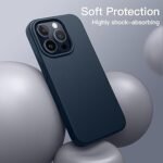 Silicone Bumper Case for iPhone 15 Pro (Blue) | Camera Lens (Black) | Matte Finish Back Membrane screen Guard (Pack Of 3) Combo