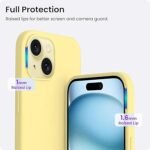 Silicone Bumper Case for iPhone 15 Plus (Yellow) | Camera Lens (Black) | Matte Finish Back Membrane screen Guard (Pack Of 3) Combo
