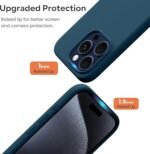 Silicone Bumper Case for iPhone 15 Pro Max (Blue) | Camera Lens (Black) | Matte Finish Back Membrane screen Guard (Pack Of 3) Combo