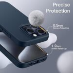 Silicone Bumper Case for iPhone 15 Pro Max (Blue) | Camera Lens (Black) | Matte Finish Back Membrane screen Guard (Pack Of 3) Combo