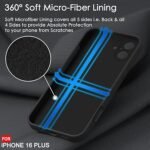Silicone Bumper Case for iPhone 16 Plus (Black) | Camera Lens (Black) | Matte Finish Back Membrane screen Guard (Pack Of 3) Combo