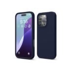 Silicone Bumper Case for iPhone 16 Pro Max (Blue) | Camera Lens (White) | Matte Finish Back Membrane screen Guard (Pack Of 3) Combo