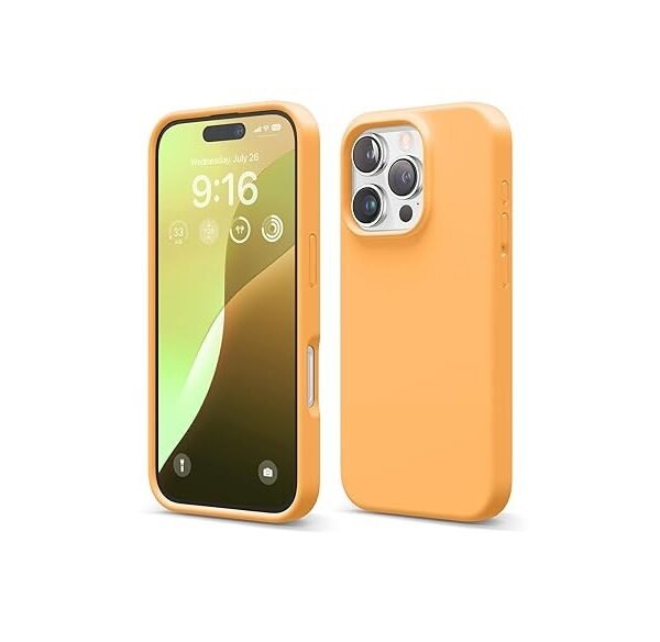iPhone 16 Pro Case, Premium Liquid Silicone Case, Full Body Protective Cover, Shockproof (Silicone Orange)