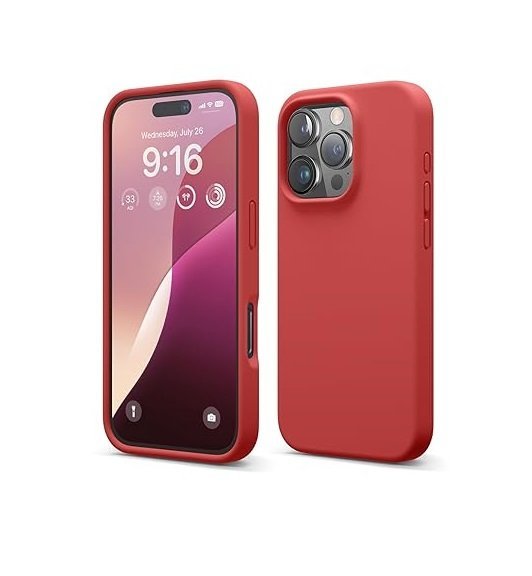 iPhone 16 Pro Case, Premium Liquid Silicone Case, Full Body Protective Cover, Shockproof (Silicone Red)