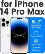 Silicone Bumper Case for iPhone 14 Pro Max (White) | Camera Lens (Black) | Matte Finish Back Membrane screen Guard (Pack Of 3) Combo