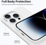 Silicone Bumper Case for iPhone 14 Pro (White) | Camera Lens (Silver) | Matte Finish Back Membrane screen Guard (Pack Of 3) Combo