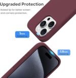 Silicone Bumper Case for iPhone 15 Pro Max (Wine Red) | Camera Lens (Black) | Matte Finish Back Membrane screen Guard (Pack Of 3) Combo
