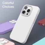 Silicone Bumper Case for iPhone 15 Pro Max (White) | Camera Lens (Black) | Matte Finish Back Membrane screen Guard (Pack Of 3) Combo