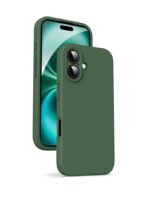 Silicone Bumper Case for iPhone 16 (Green) | Camera Lens (Black) | Matte Finish Back Membrane screen Guard (Pack Of 3) Combo