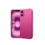 Silicone Bumper Case for iPhone 16 Plus (Pink) | Camera Lens (Black) | Matte Finish Back Membrane screen Guard (Pack Of 3) Combo