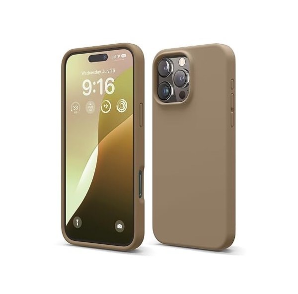 iPhone 16 Pro Max Case, Premium Liquid Silicone Case, Shockproof (Silicone, Brown)